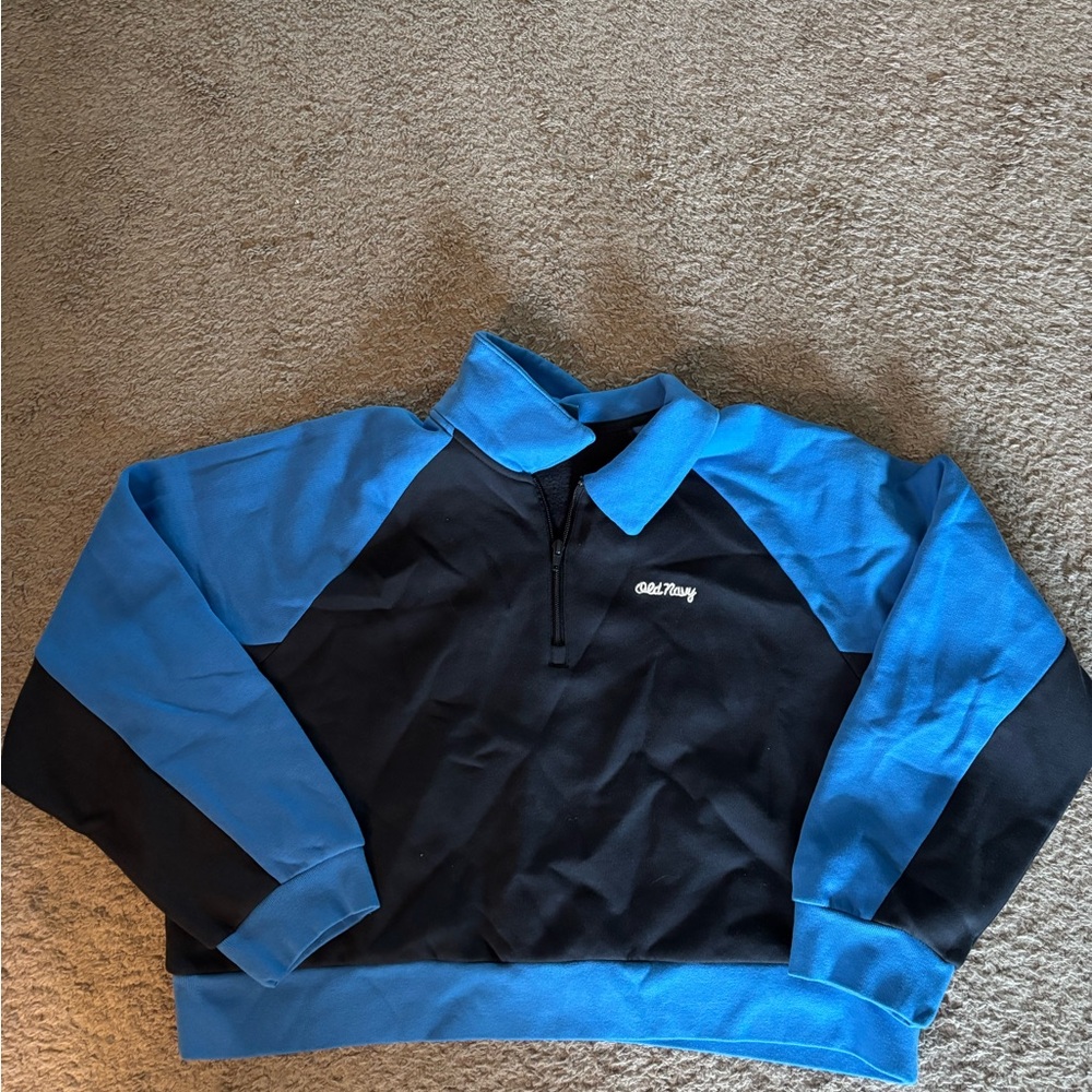 Old Navy Retro Blue and Black Quarter Zip